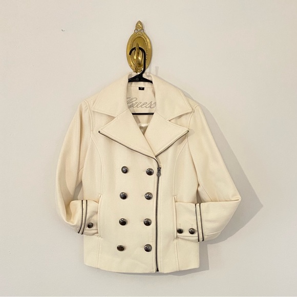 Guess Jackets & Blazers - Guess double breasted zip detail short pea coat